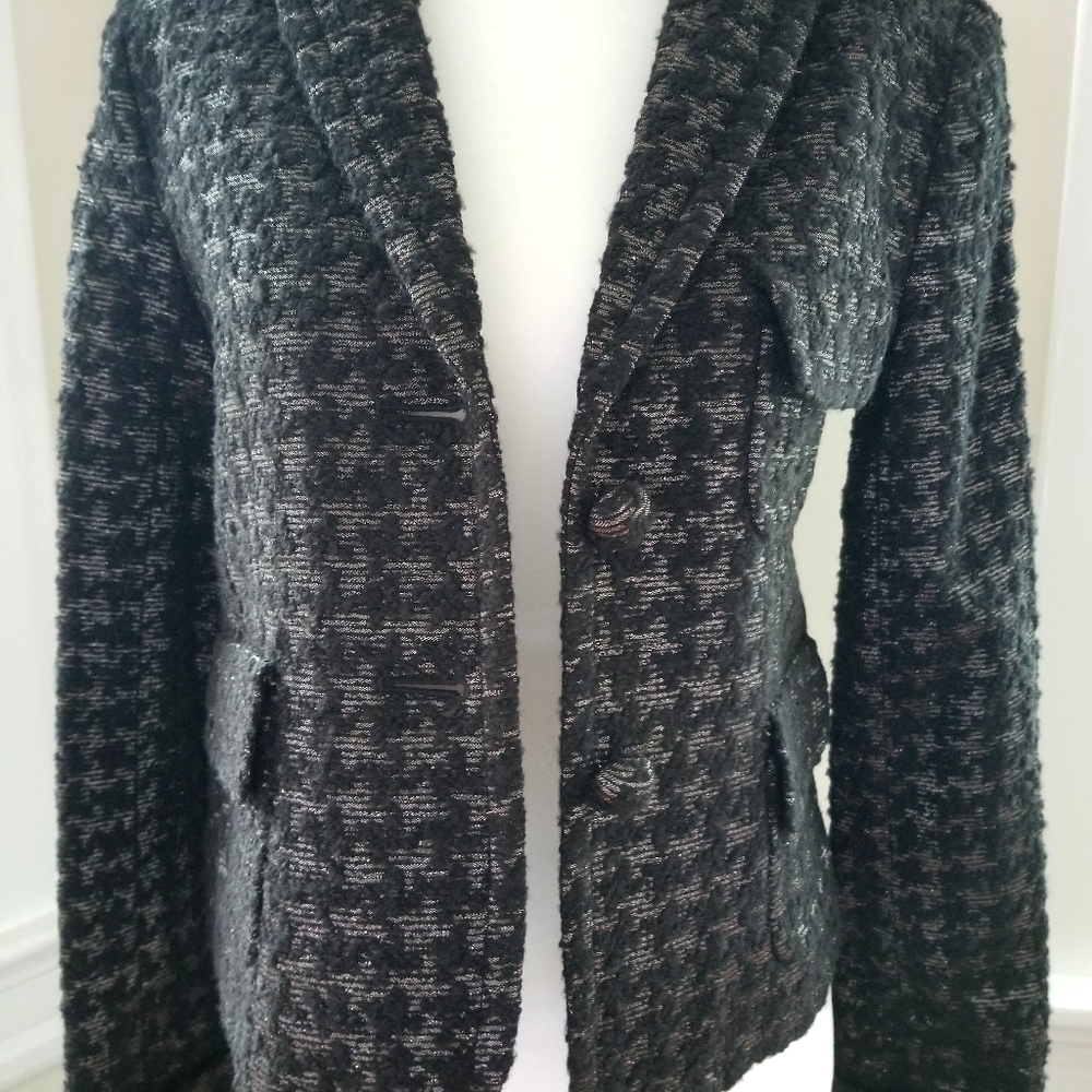 J Crew Metallic Boucle Houndstooth Jacket